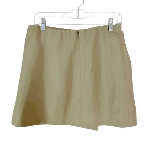 NEW Aje. Linen Blend Realm Wrap Front Mini Skirt Desert Khaki Size 10 - Picture 6 of 11